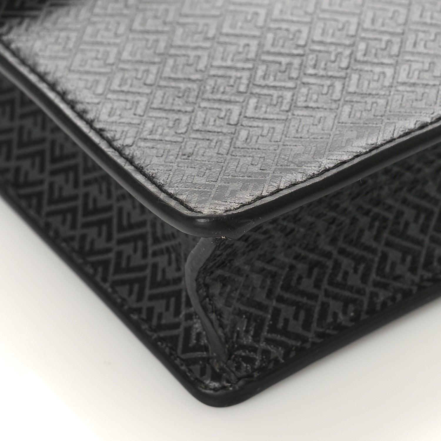 Fendi Vitello Grace Light Micro FF Embossed Medium Flat Baguette Asfalto Black 7 of 8