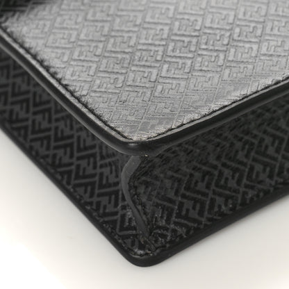 Fendi Vitello Grace Light Micro FF Embossed Medium Flat Baguette Asfalto Black 7 of 8