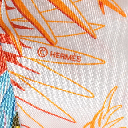 Hermes Silk Mythiques Phoenix Coloriages Twilly Blanc Orange Bleu 4 of 4
