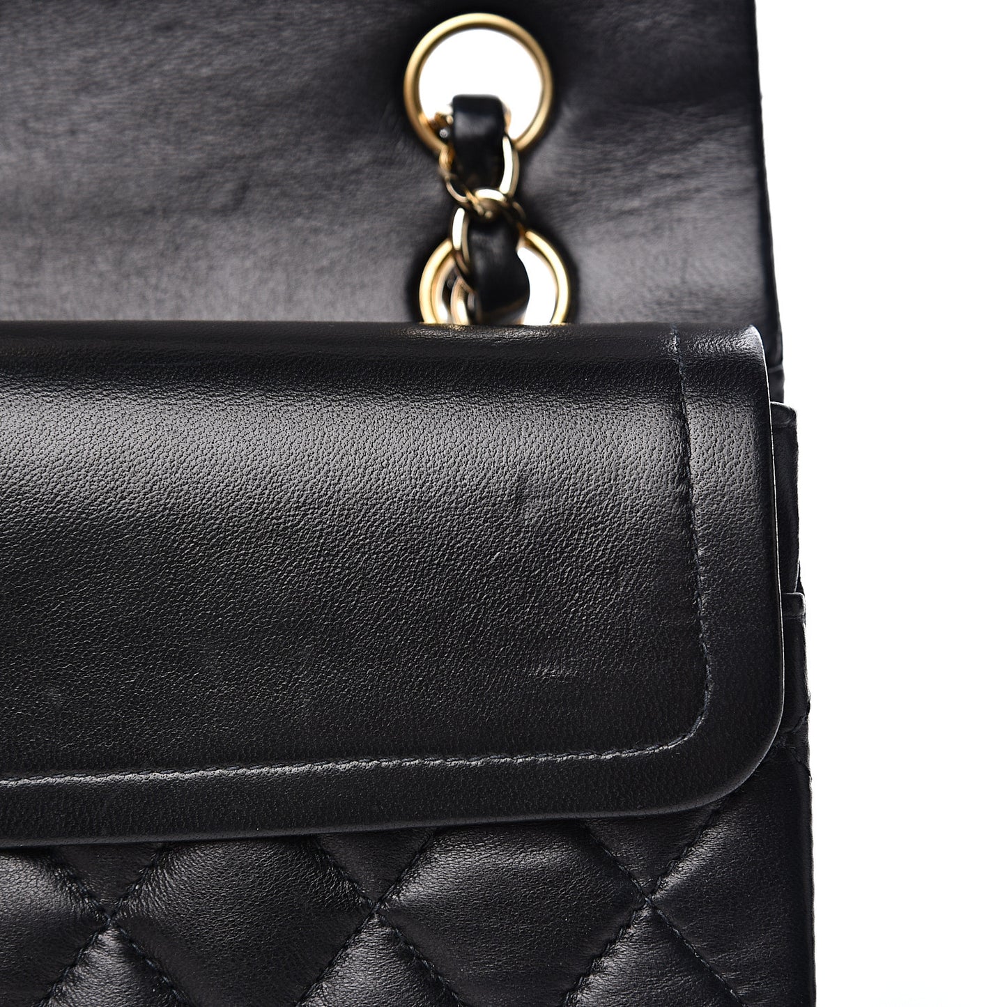 Lambskin Quilted Small Double Flap Black