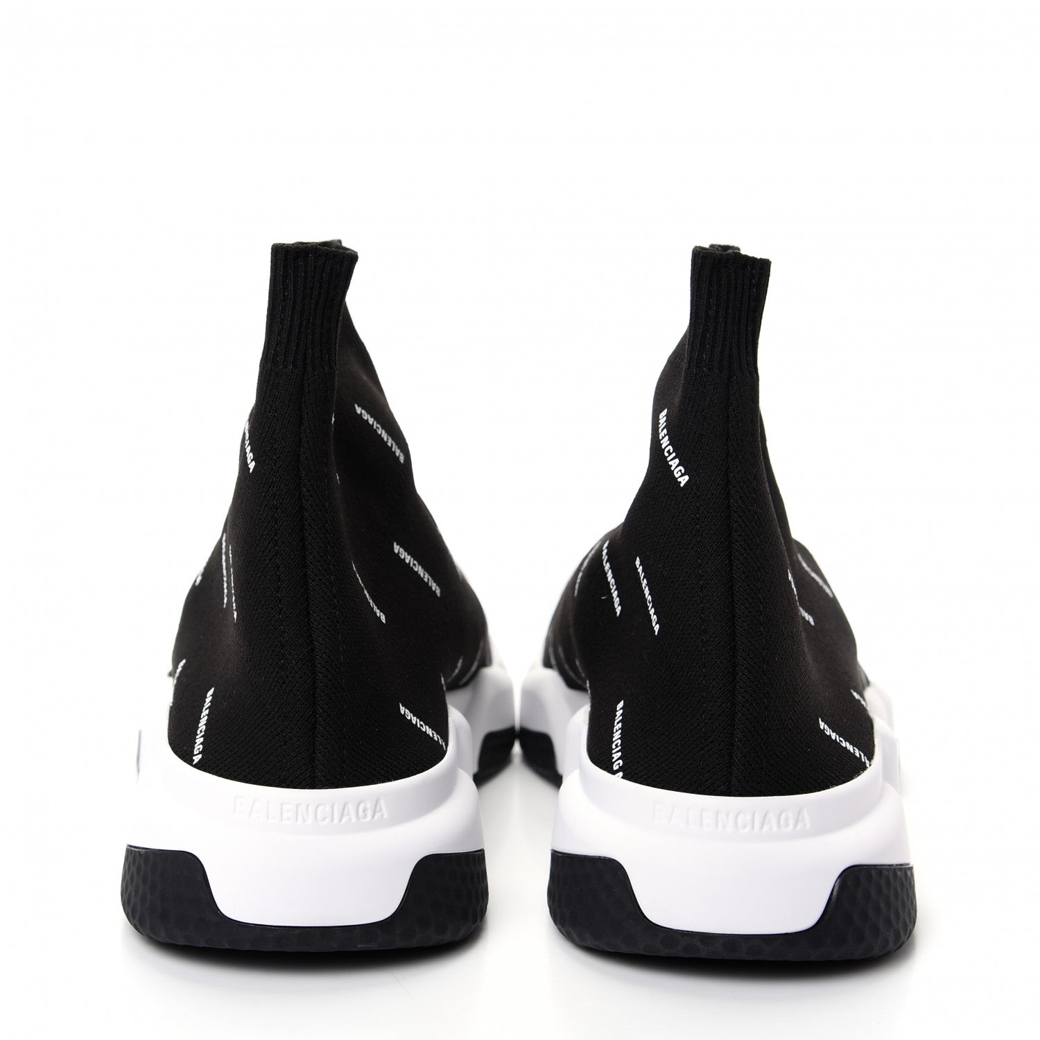 Balenciaga Neoprene Knit Allover Logo Bi-Color Sole Mens Speed Sneakers 42 Black White 7 of 10