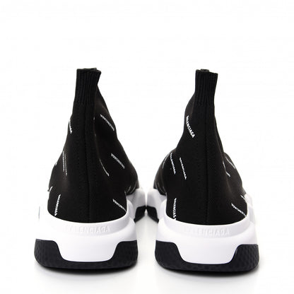 Balenciaga Neoprene Knit Allover Logo Bi-Color Sole Mens Speed Sneakers 42 Black White 7 of 10