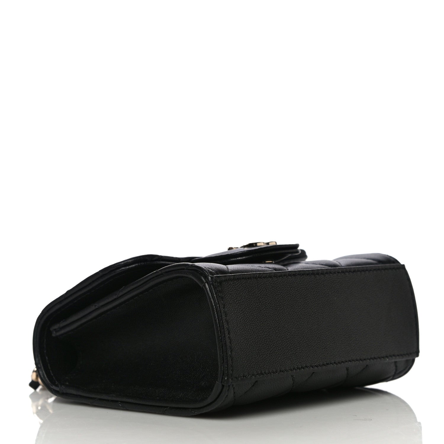 Chanel Lambskin Quilted Top Handle Flap Clutch With Chain Black 4 of 12