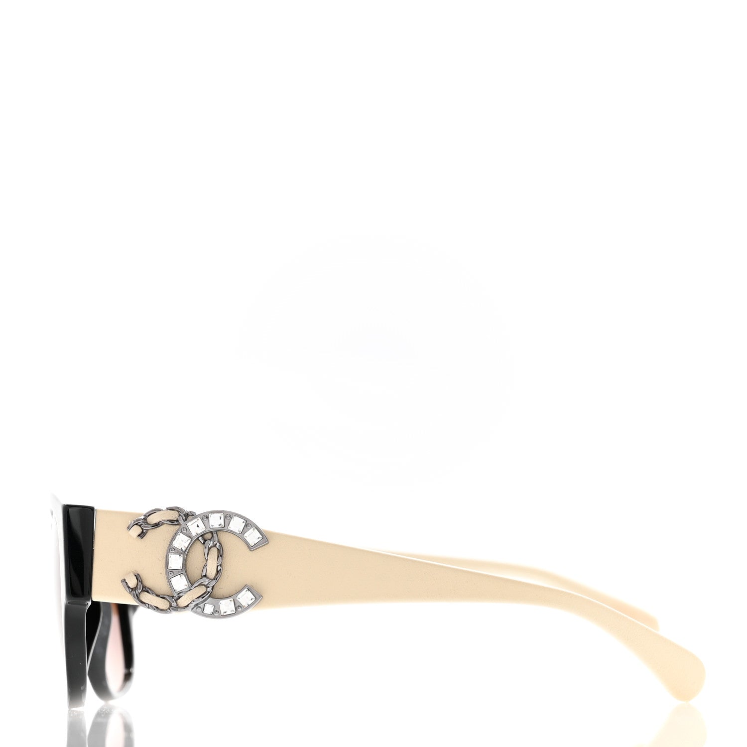 Chanel Acetate Lambskin Crystal Baguette Chain CC Sunglasses 5454-Q-B Black Beige 3 of 9
