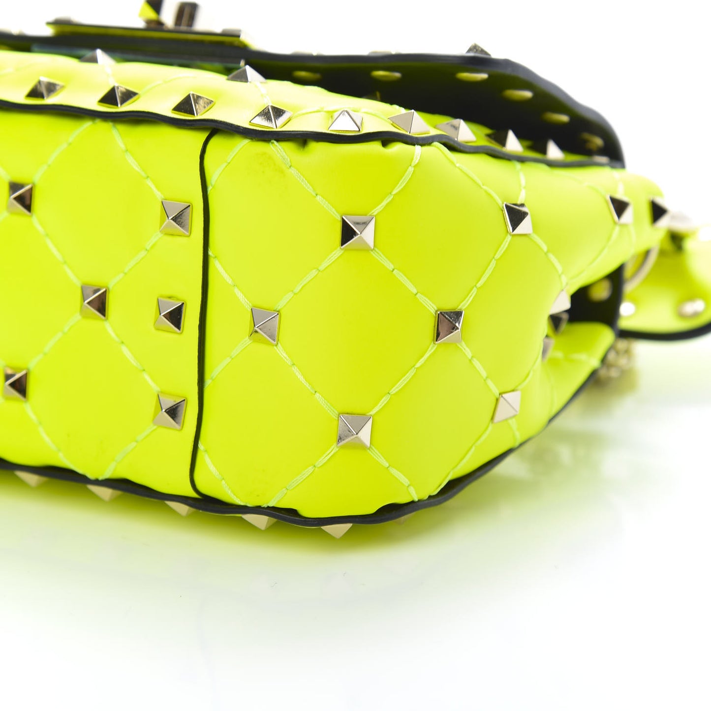 Calfskin Micro Rockstud Spike Shoulder Bag Lime