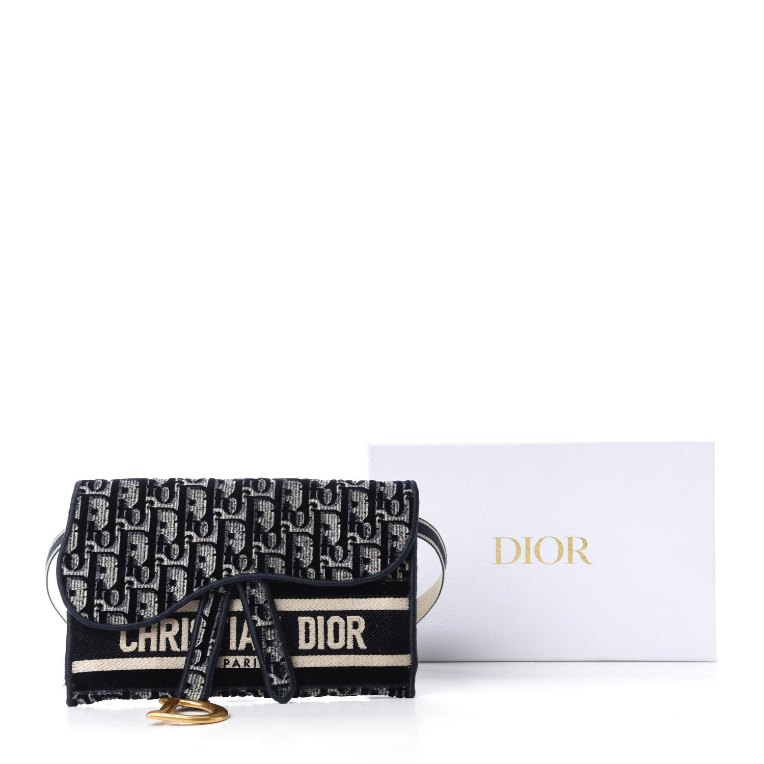 Christian Dior Oblique Slim Saddle Pouch Blue 11 of 11