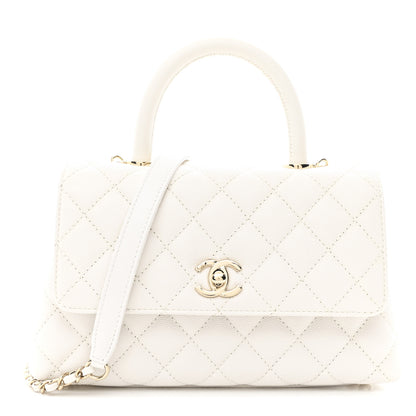Chanel Caviar Quilted Mini Coco Handle Flap White 1 of 12