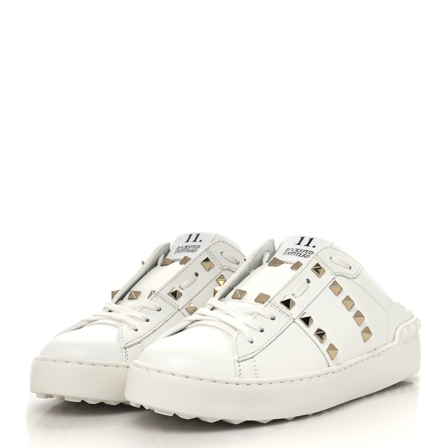 Calfskin Untitled Rockstud Slide Sneakers 38 White