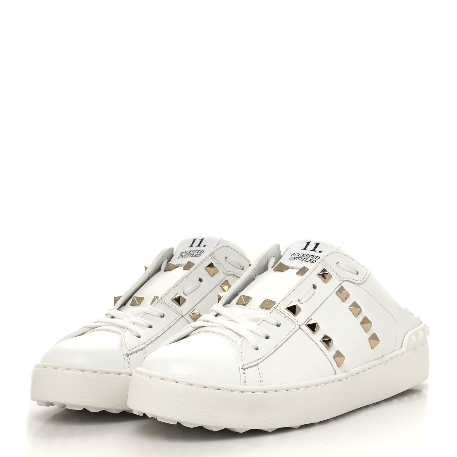 Valentino Garavani Calfskin Untitled Rockstud Slide Sneakers 38 White 3 of 9