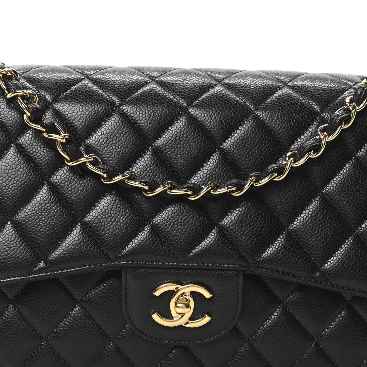 Caviar Quilted Jumbo Double Flap Black