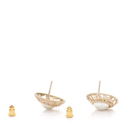 Chanel Pearl CC Round Rope Logo Earrings Gold 3 of 6