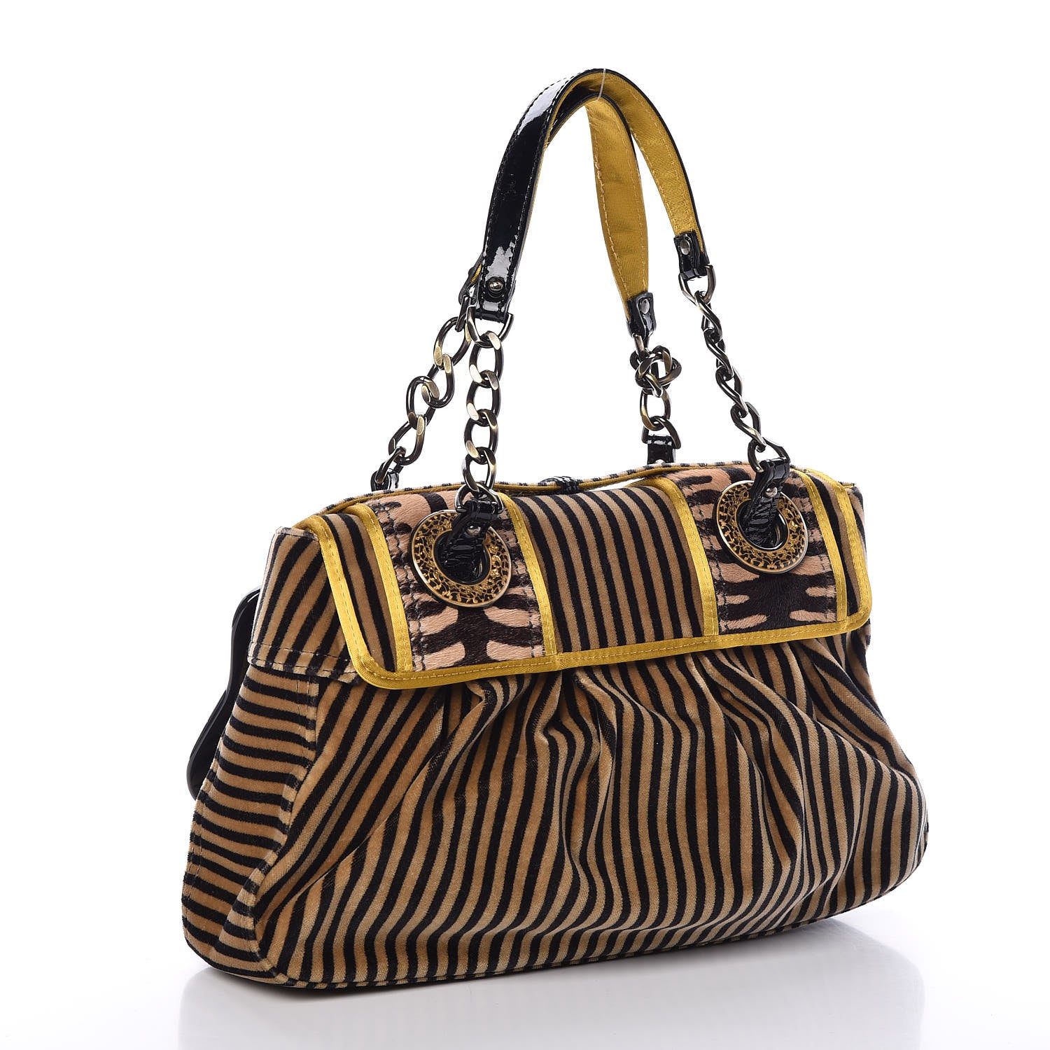Fendi Velvet Calf Hair Pequin B Bag Tan Black 3 of 9