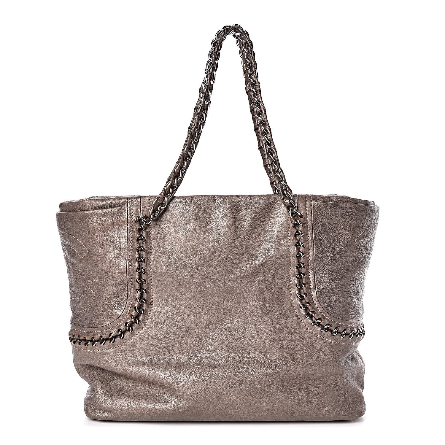 Chanel Metallic Goatskin Luxe Ligne Shoulder Bag Dark Silver 1 of 12