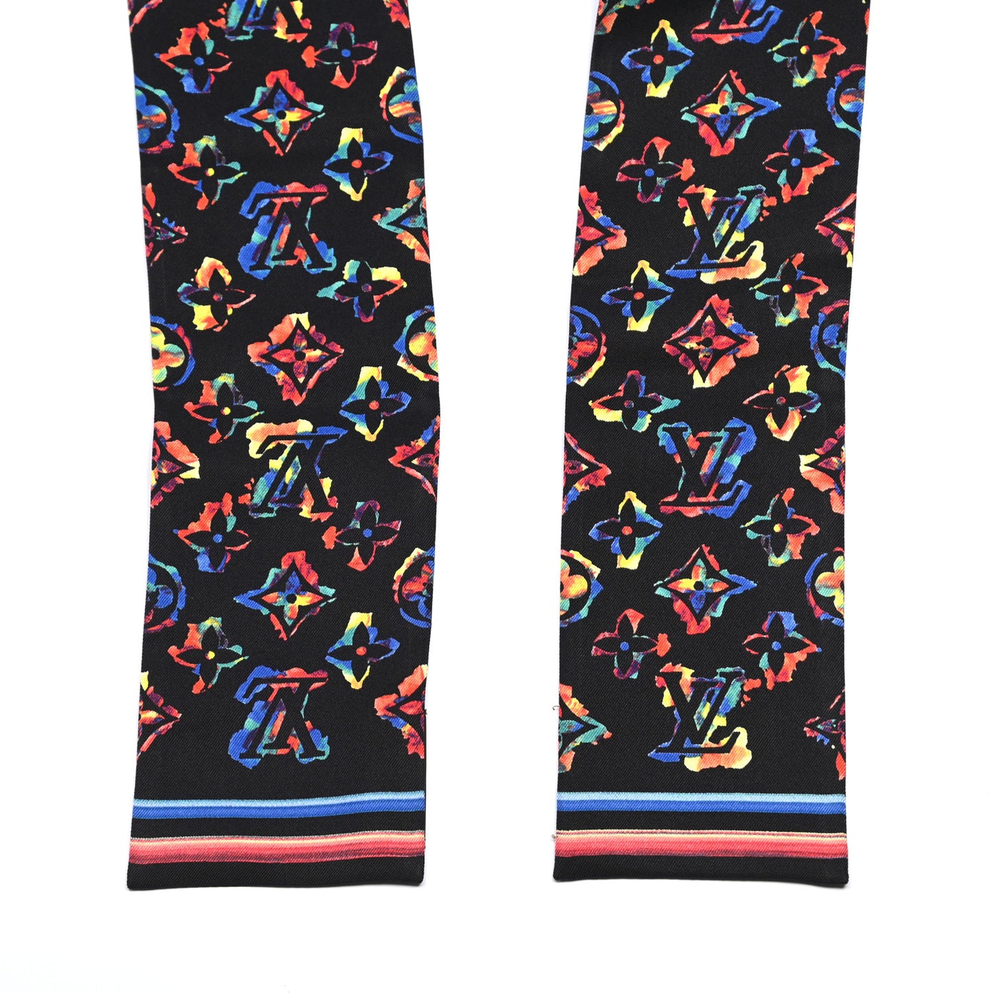 Silk Monogram Rainbow Bandeau Black