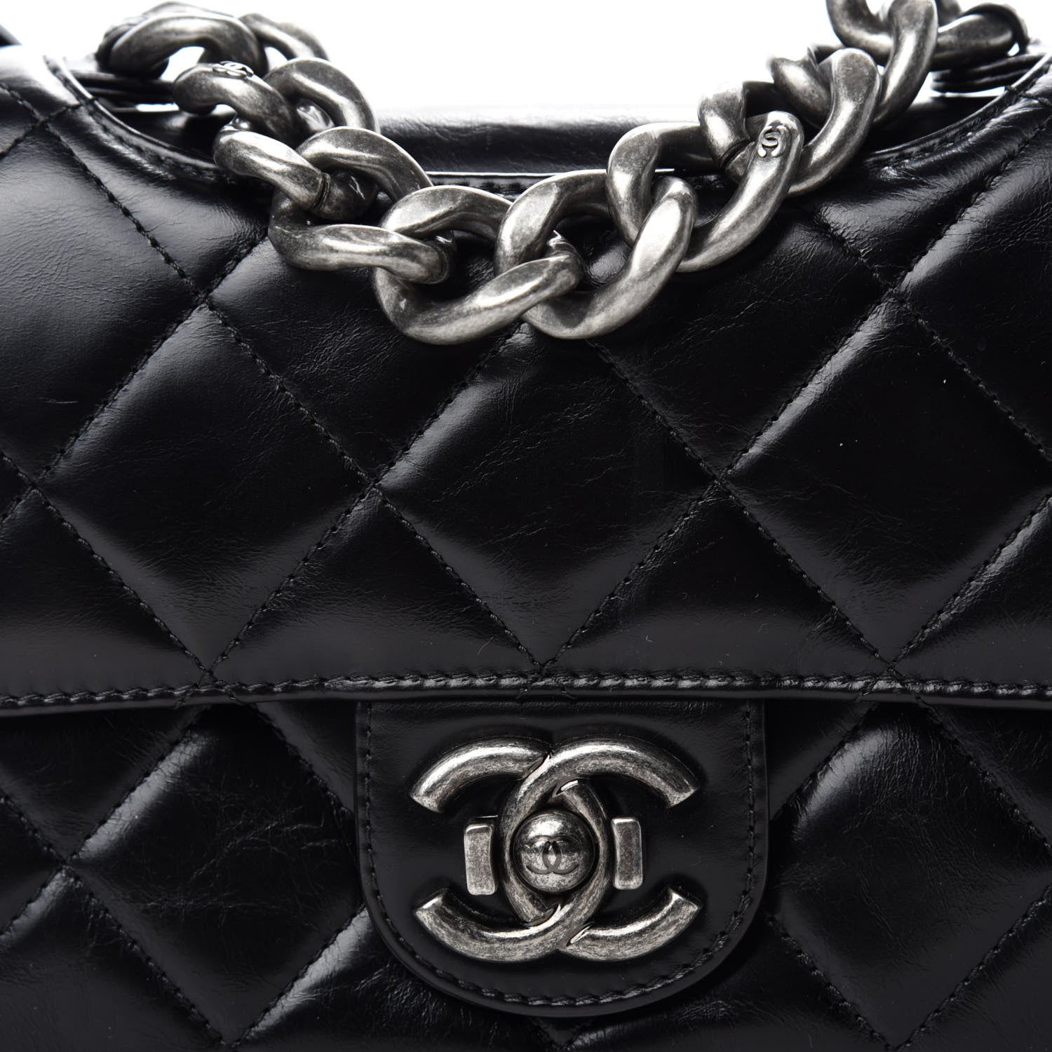 Chanel Glazed Calfskin Quilted Medium Perfect Edge Flap Black 11 of 12