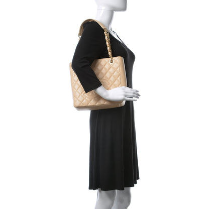 Chanel Caviar Quilted Petit Shopping Tote PST Beige 2 of 11
