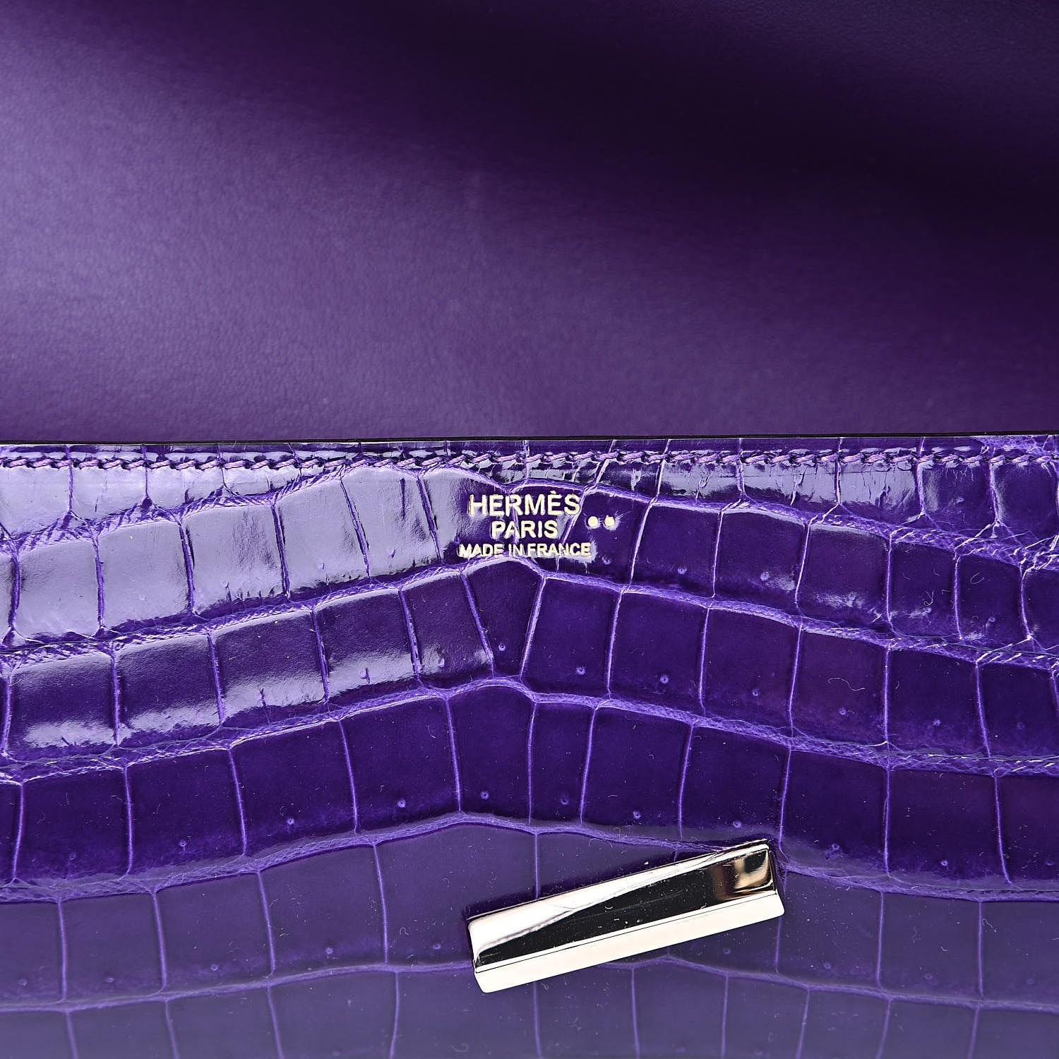 Hermes Shiny Niloticus Crocodile Egee Clutch Ultraviolet 6 of 11
