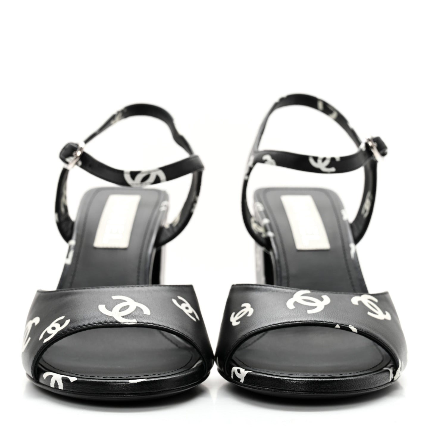Lambskin Printed Coco Beach Sandals 40 Black White