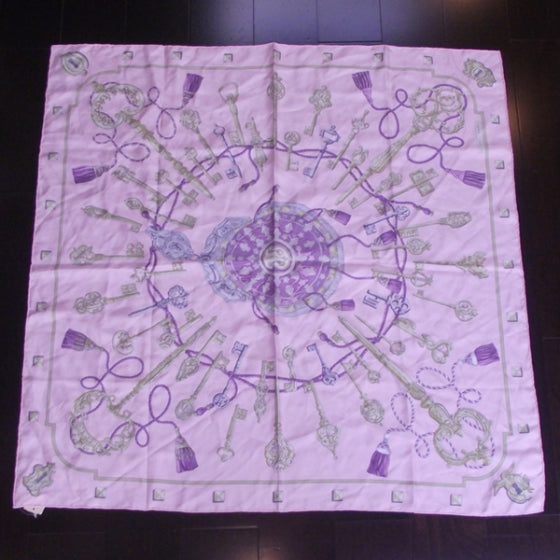 Hermes Silk Scarf Keys Rose 1 of 5
