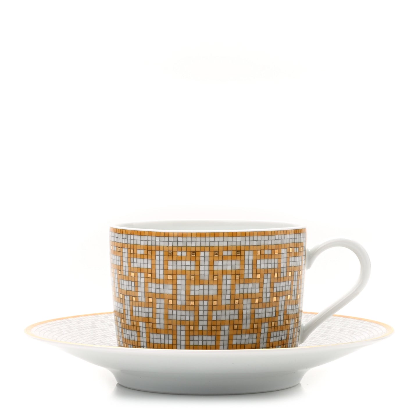 Porcelain Mosaique Au 24 Platine Tea Cup And Saucer Gold