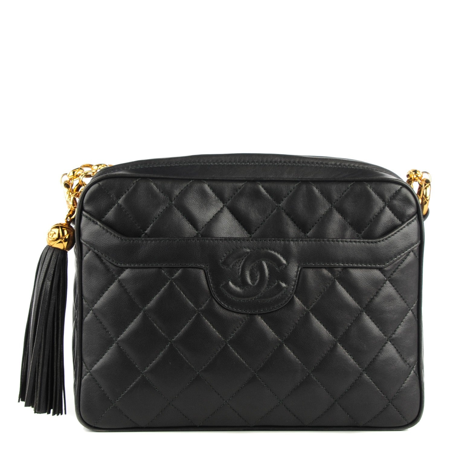 Chanel Lambskin Quilted Tassel Camera Case Dark Grey 1 of 7