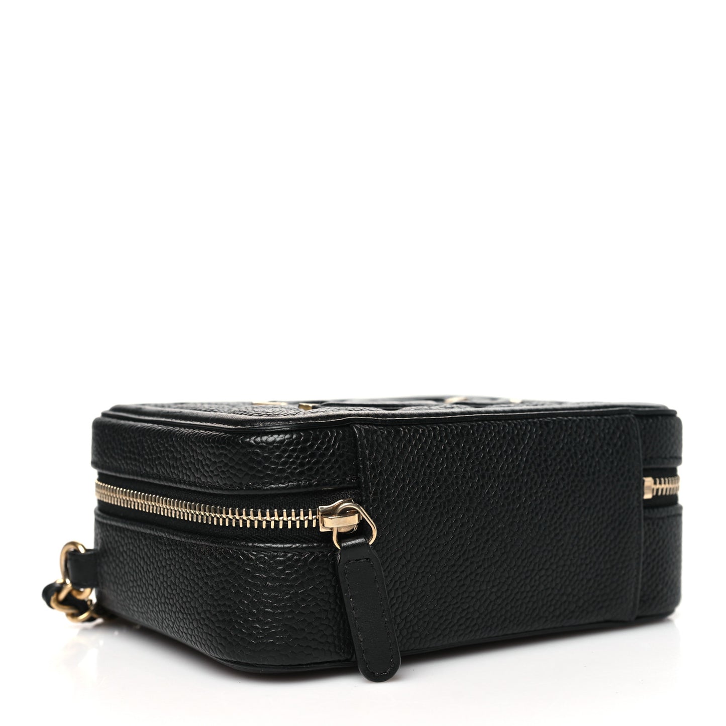 Caviar Quilted CC Filigree Vanity Clutch With Chain Black