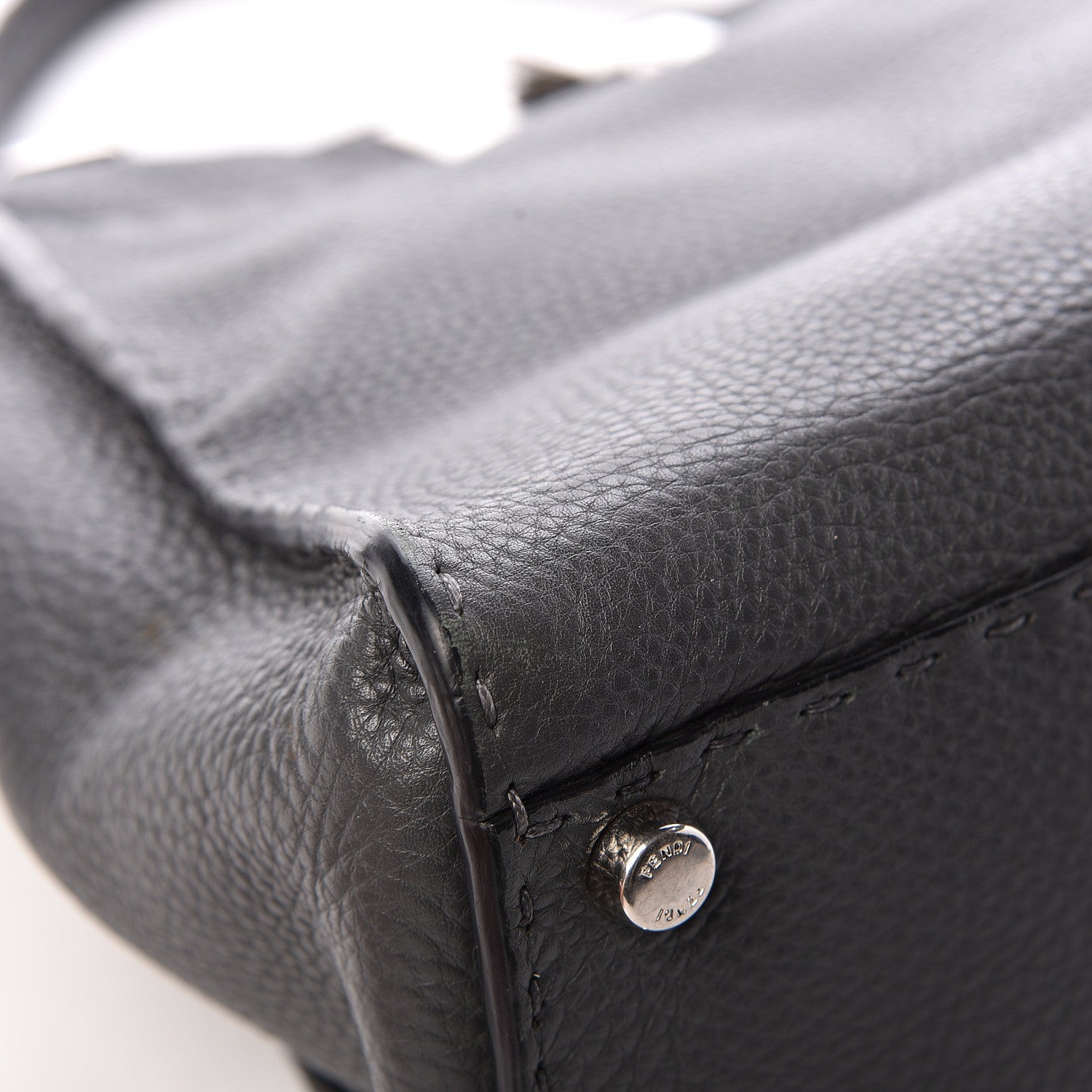 Fendi Cuoio Romano Selleria Bi-Color Medium Peekaboo Iconic Satchel Asfalto Latte 13 of 16