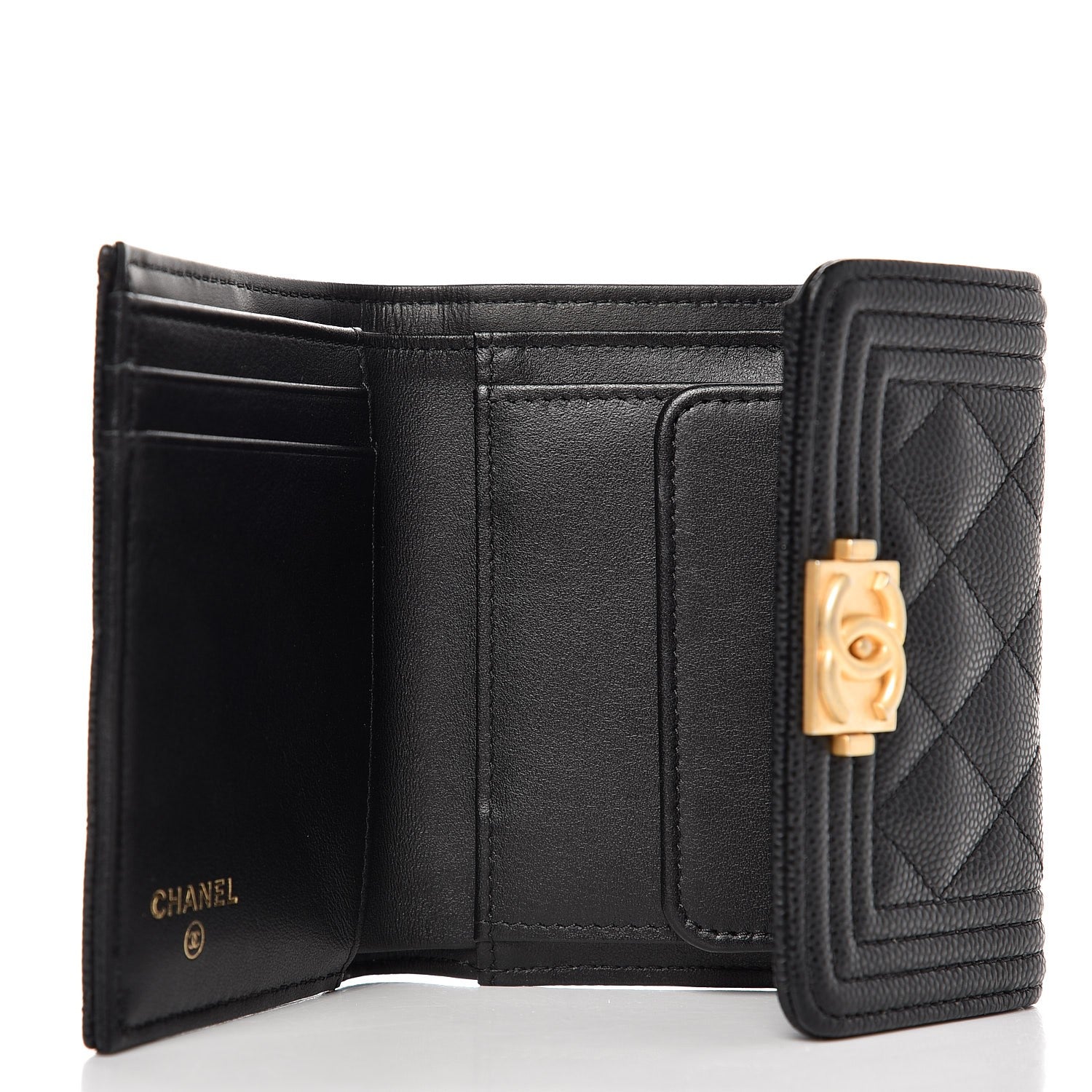 Chanel Caviar Quilted Small Boy Flap Wallet Black 5 of 9