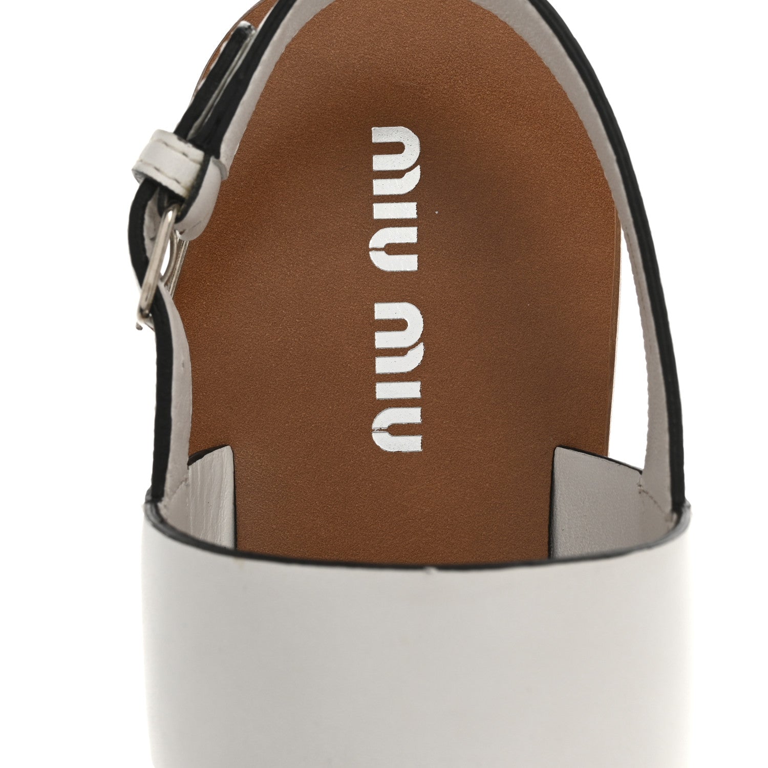 Miu Miu Vitello Crystal Flat Sandals 37 White 7 of 9