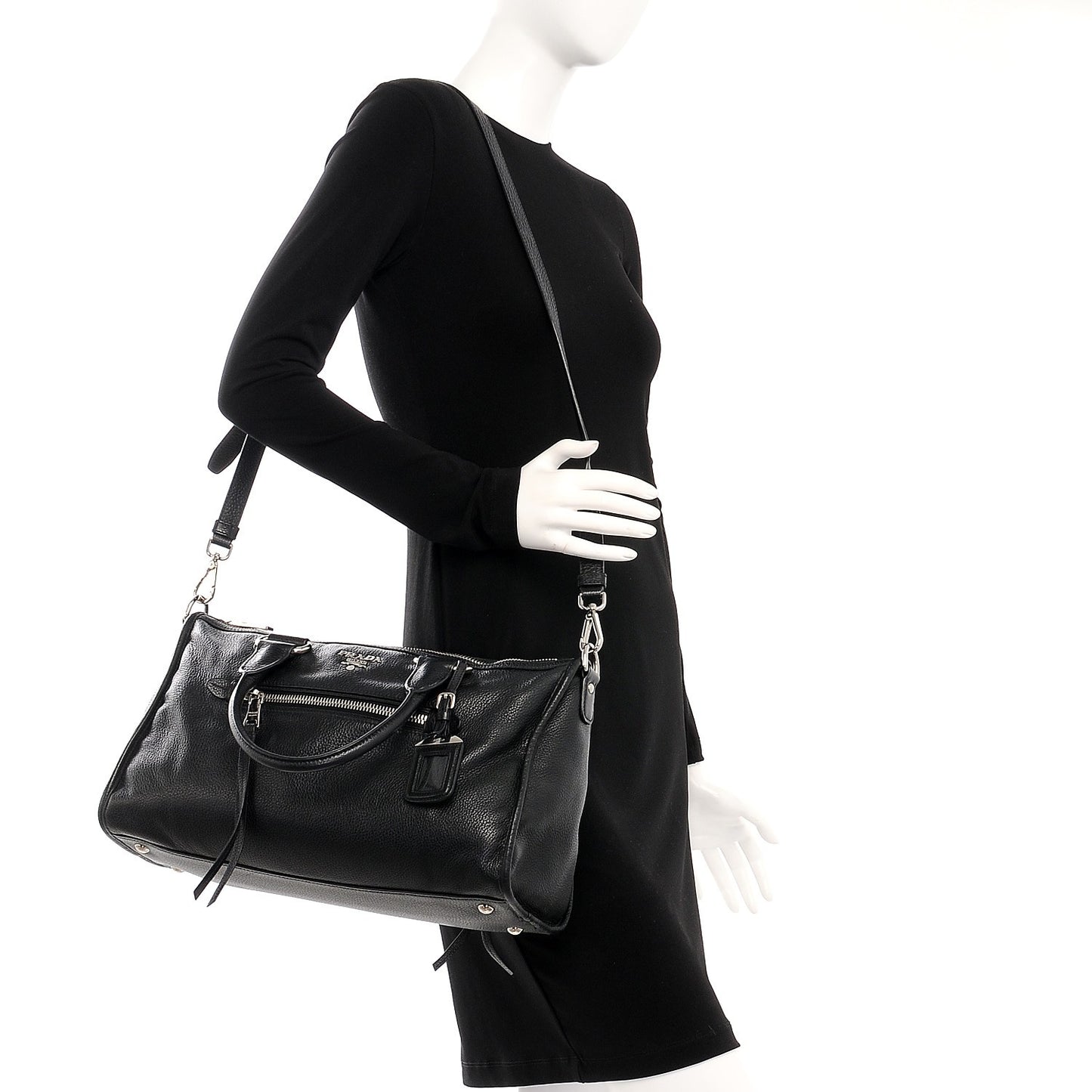 Vitello Daino Shopping Satchel Black