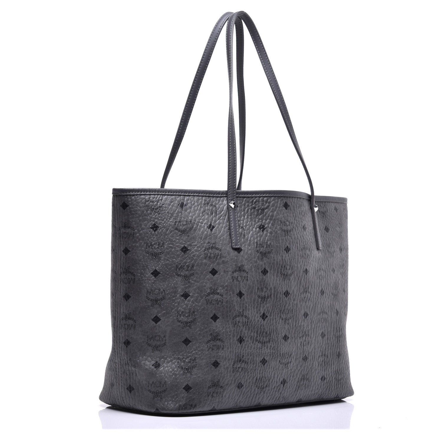 MCM Visetos Medium Reversible Shopper Tote Phantom Grey 5 of 16