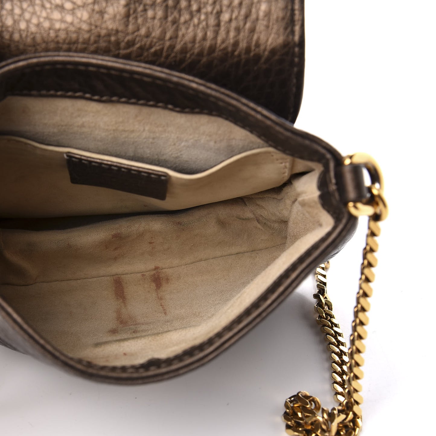 Metallic Pebbled Calfskin Small 1973 Chain Shoulder Bag Winter Leaf