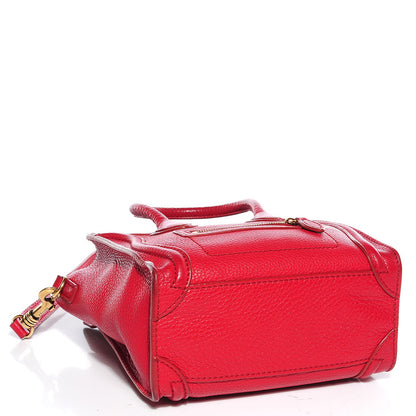 Celine Pebbled Calfskin Nano Luggage Red 4 of 8