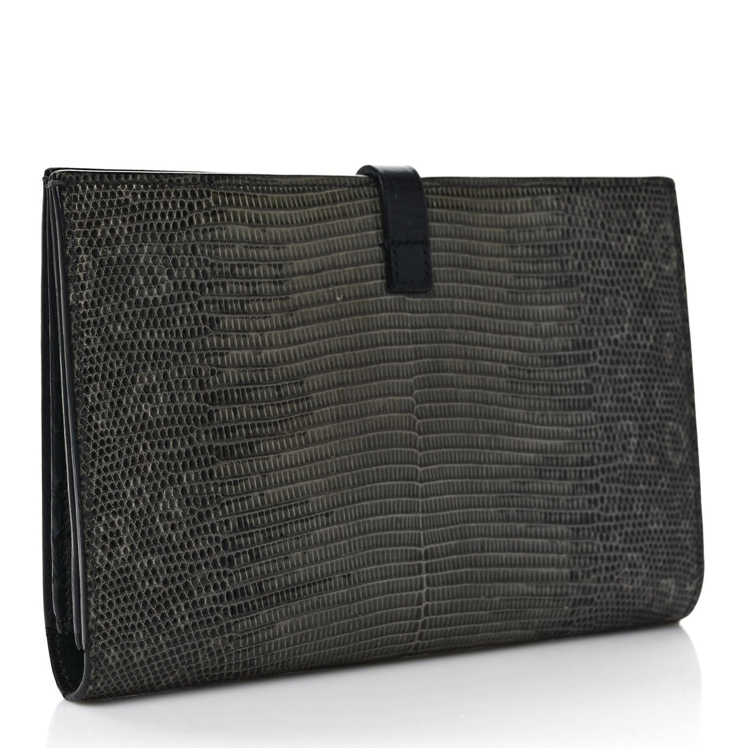 Celine Lizard Calfskin Large Multifunction Strap Wallet Black 3 of 8