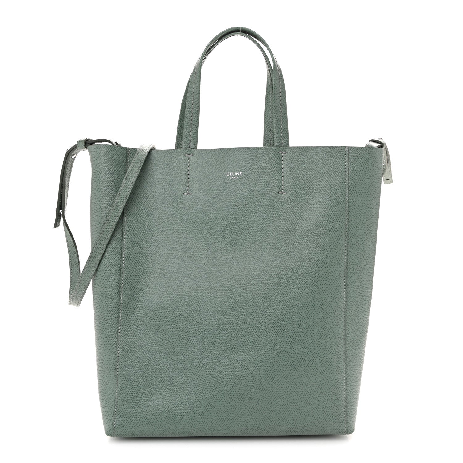 Celine Grained Calfskin Small Vertical Cabas Green 1 of 10