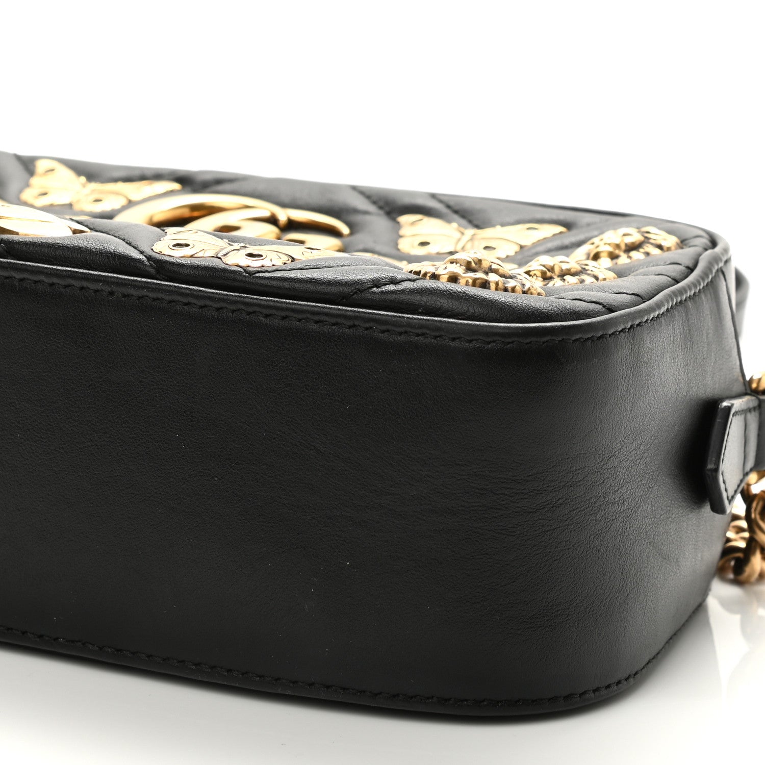 Gucci Calfskin Matelasse Animal Studs Small GG Marmont Chain Shoulder Bag Black 10 of 10