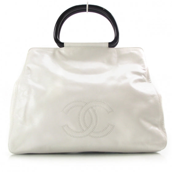Chanel Leather CC Handle Tote White 1 of 11