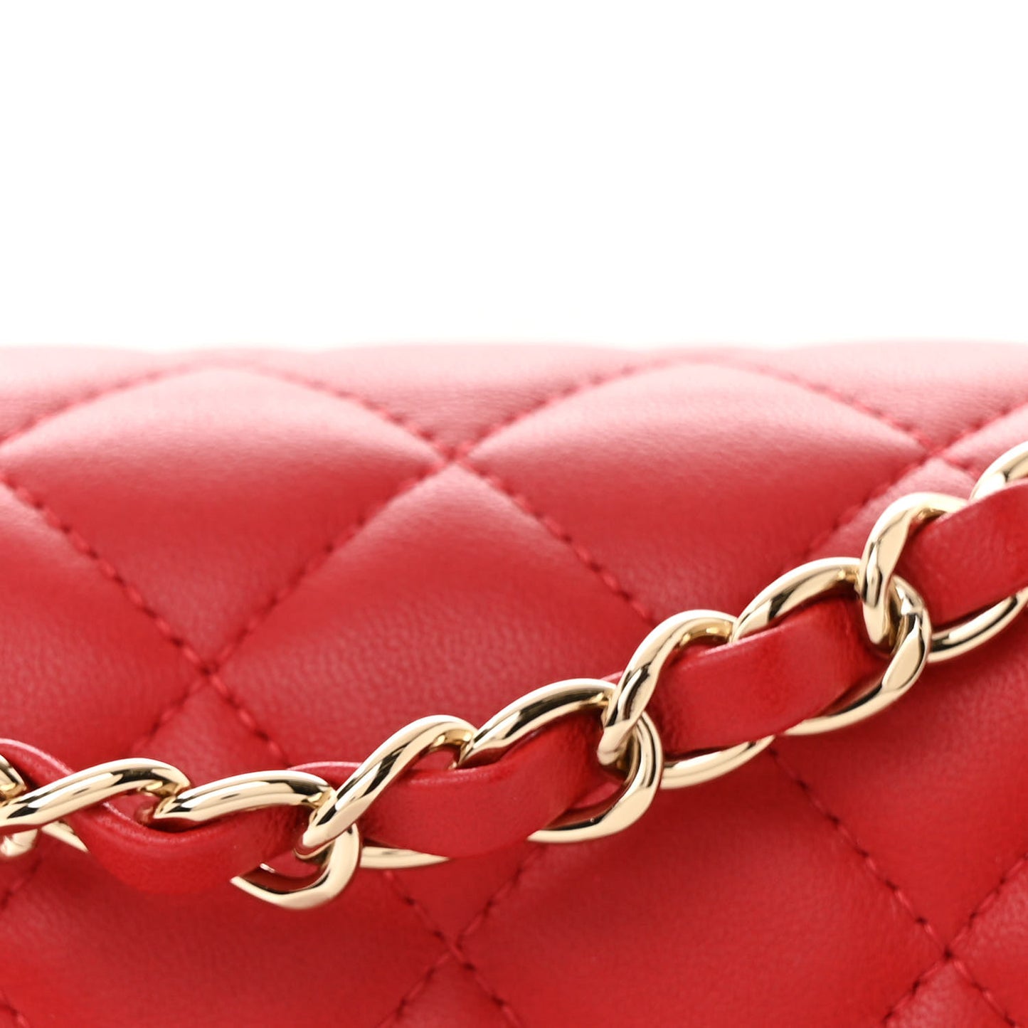 Lambskin Quilted Mini Rectangular Flap Red