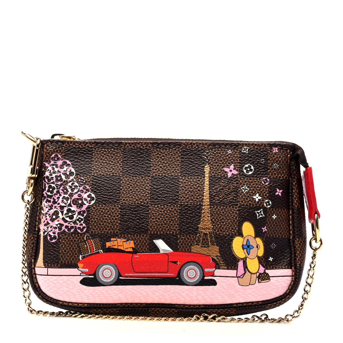 Damier Ebene 2019 Christmas Animation Mini Pochette Accessories Red