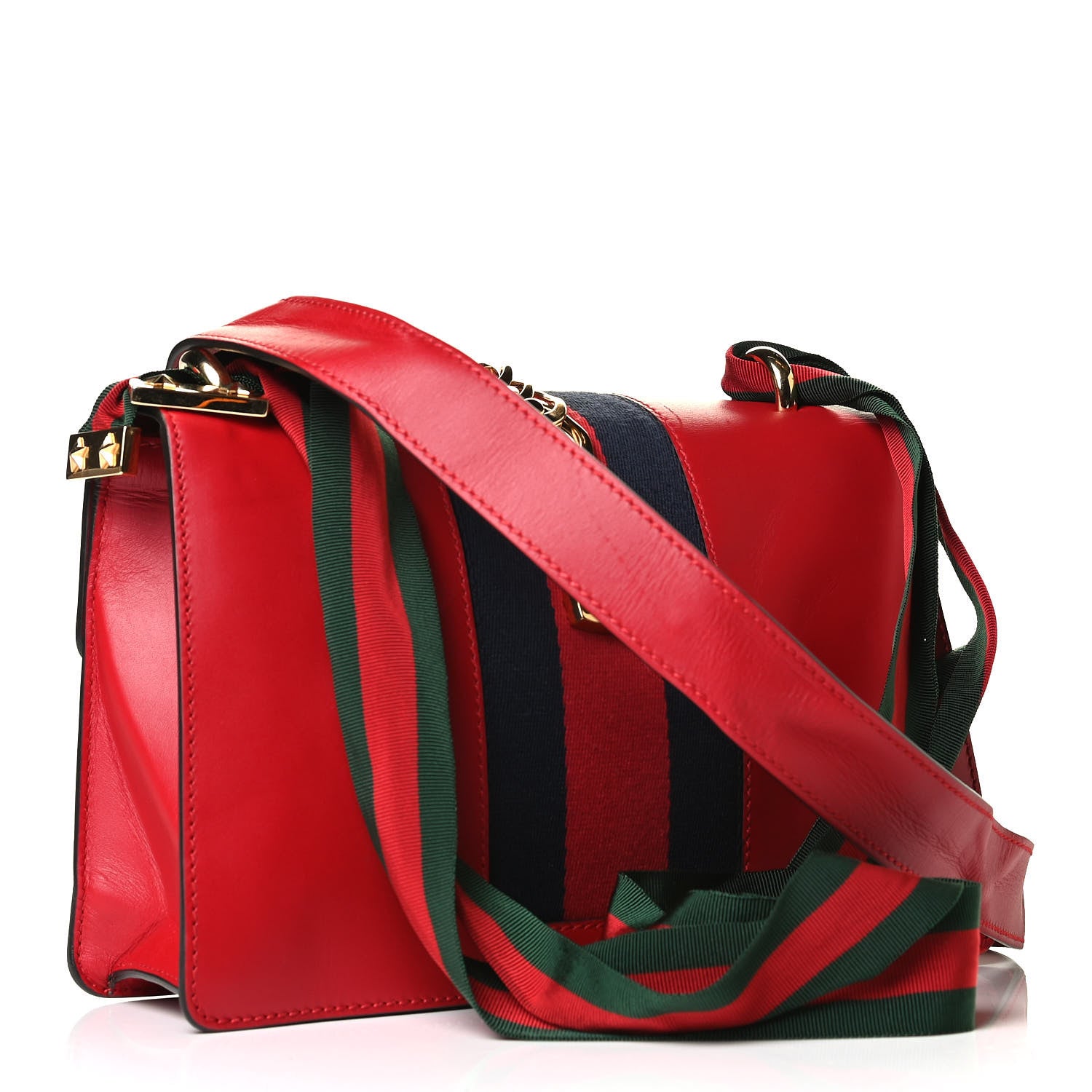 Gucci Calfskin Small Sylvie Shoulder Bag Hibiscus Red 2 of 7