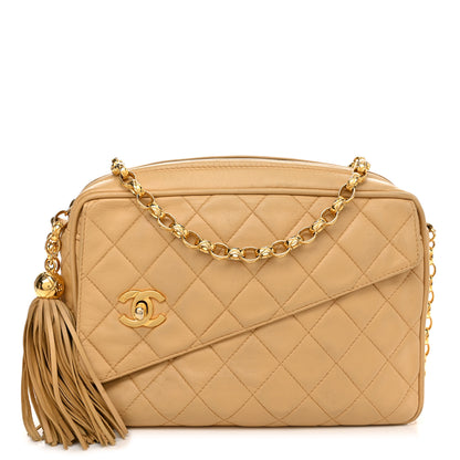 Chanel Lambskin Quilted Tassel Flap Camera Case Beige 1 of 16