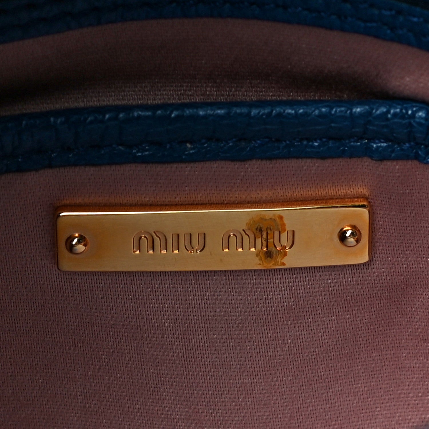 Miu Miu Vitello Phenix Madras Shoulder Bag Cobalto Marea 6 of 18