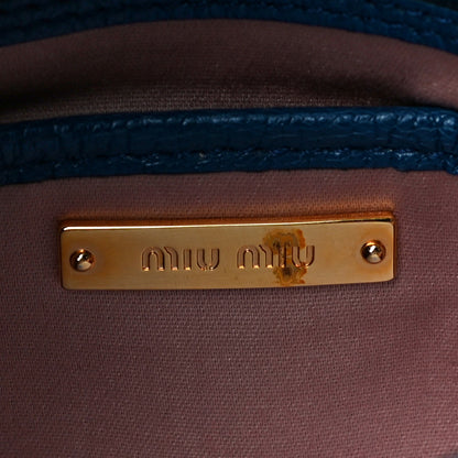 Miu Miu Vitello Phenix Madras Shoulder Bag Cobalto Marea 6 of 18