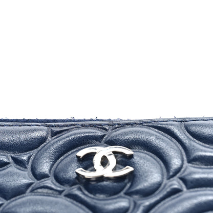 Chanel Lambskin Camellia Embossed Zip Coin Purse Navy 12 of 12