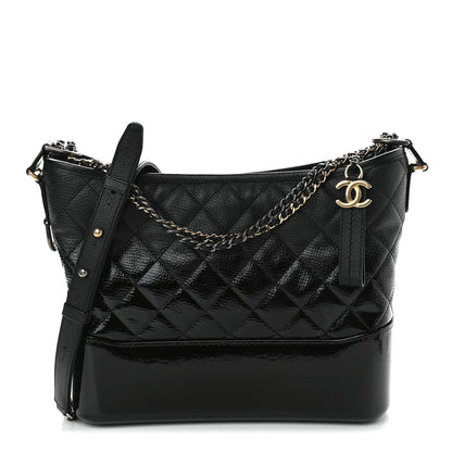 Chanel Patent Goatskin Quilted Medium Gabrielle Hobo Black 1 of 10