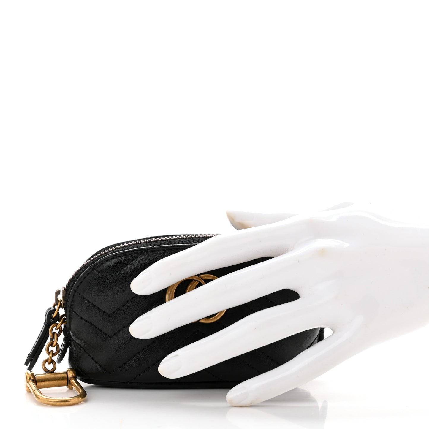 Calfskin Matelasse GG Marmont Key Pouch Black