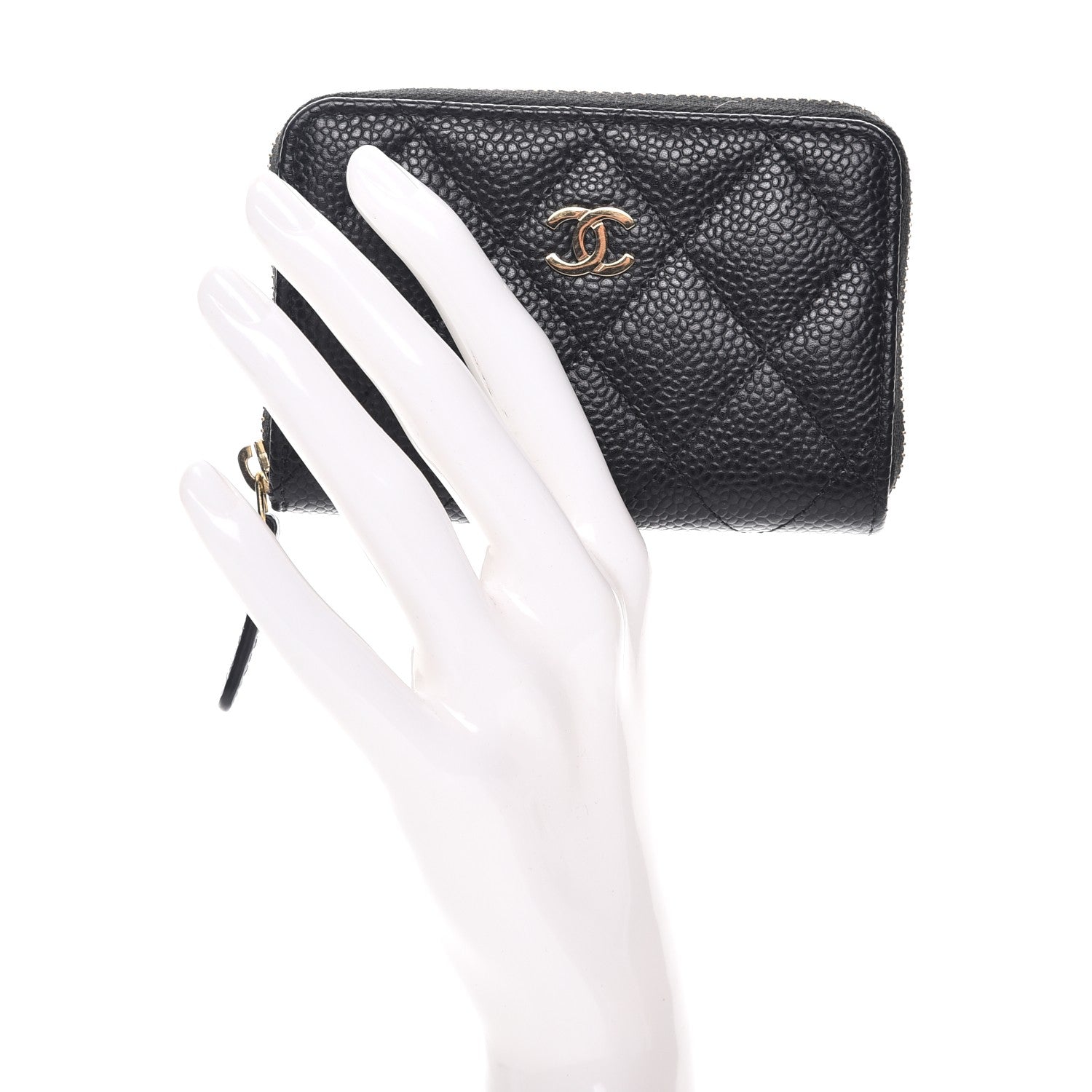 Chanel Caviar Quilted Zip Coin Purse Black 2 of 7