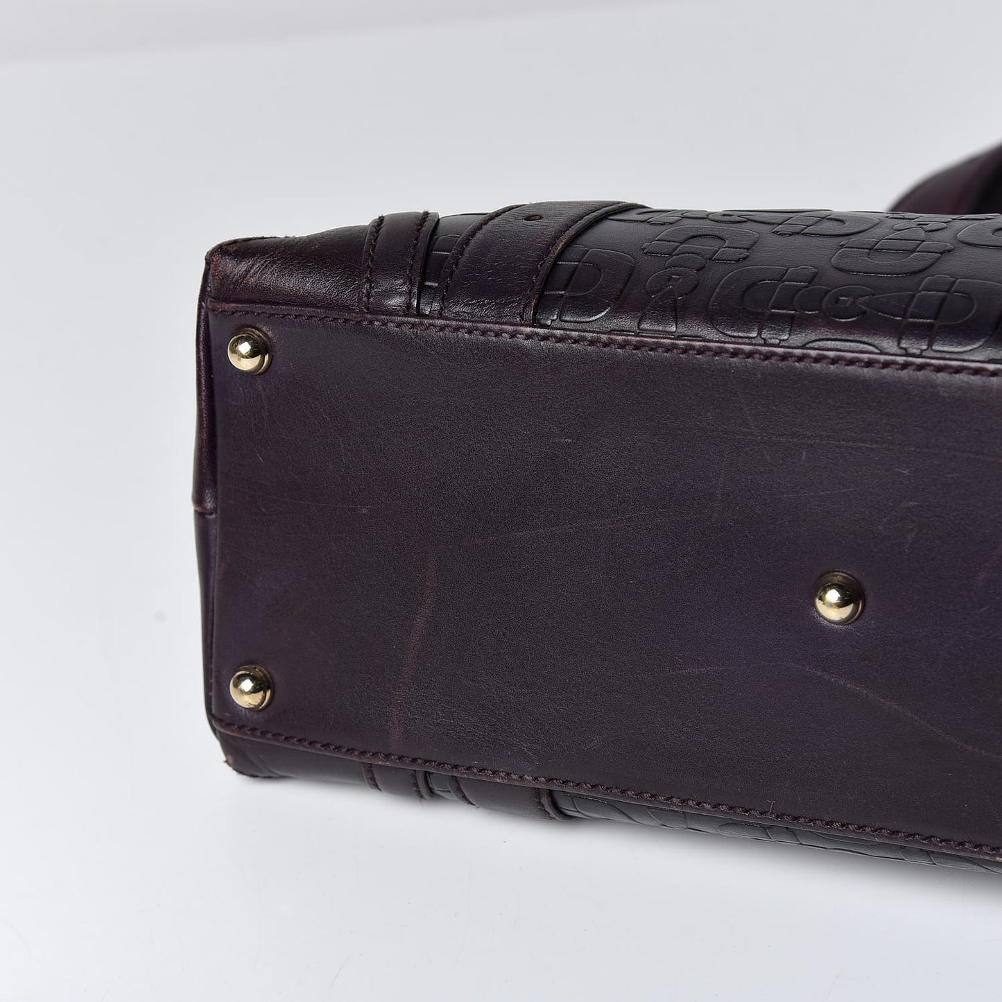 Calfskin Horsebit Embossed Shoulder Bag Purple