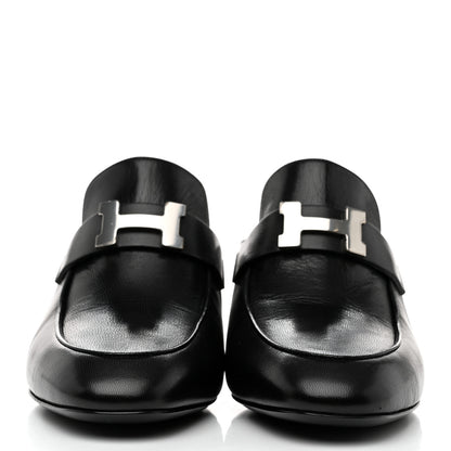 Hermes Goatskin Paradis Mules 38.5 Black 2 of 9