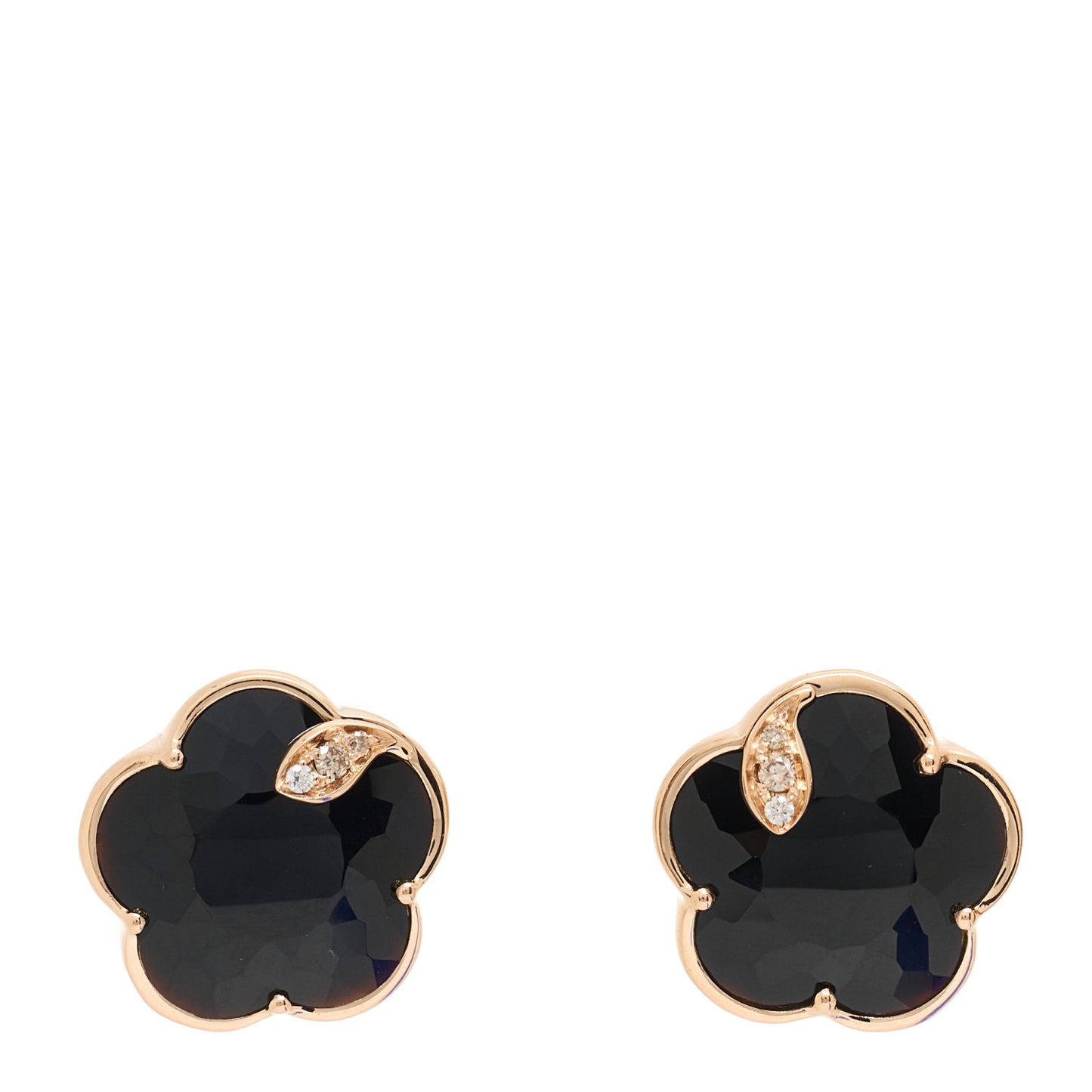 18K Rose Gold Diamond Black Onyx Petit Joli Earrings
